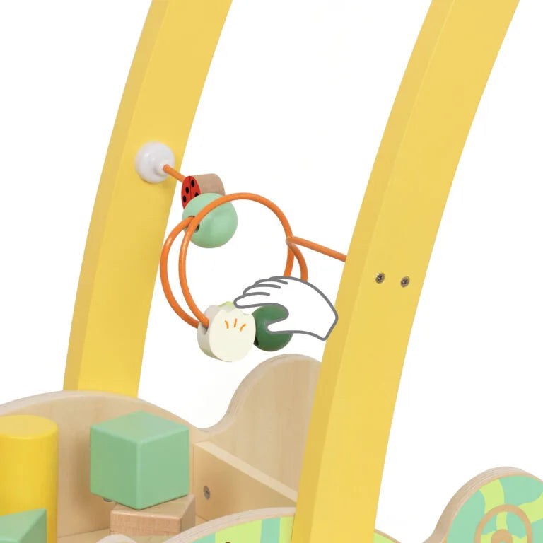 Children's play gym with colorful toys on a white background