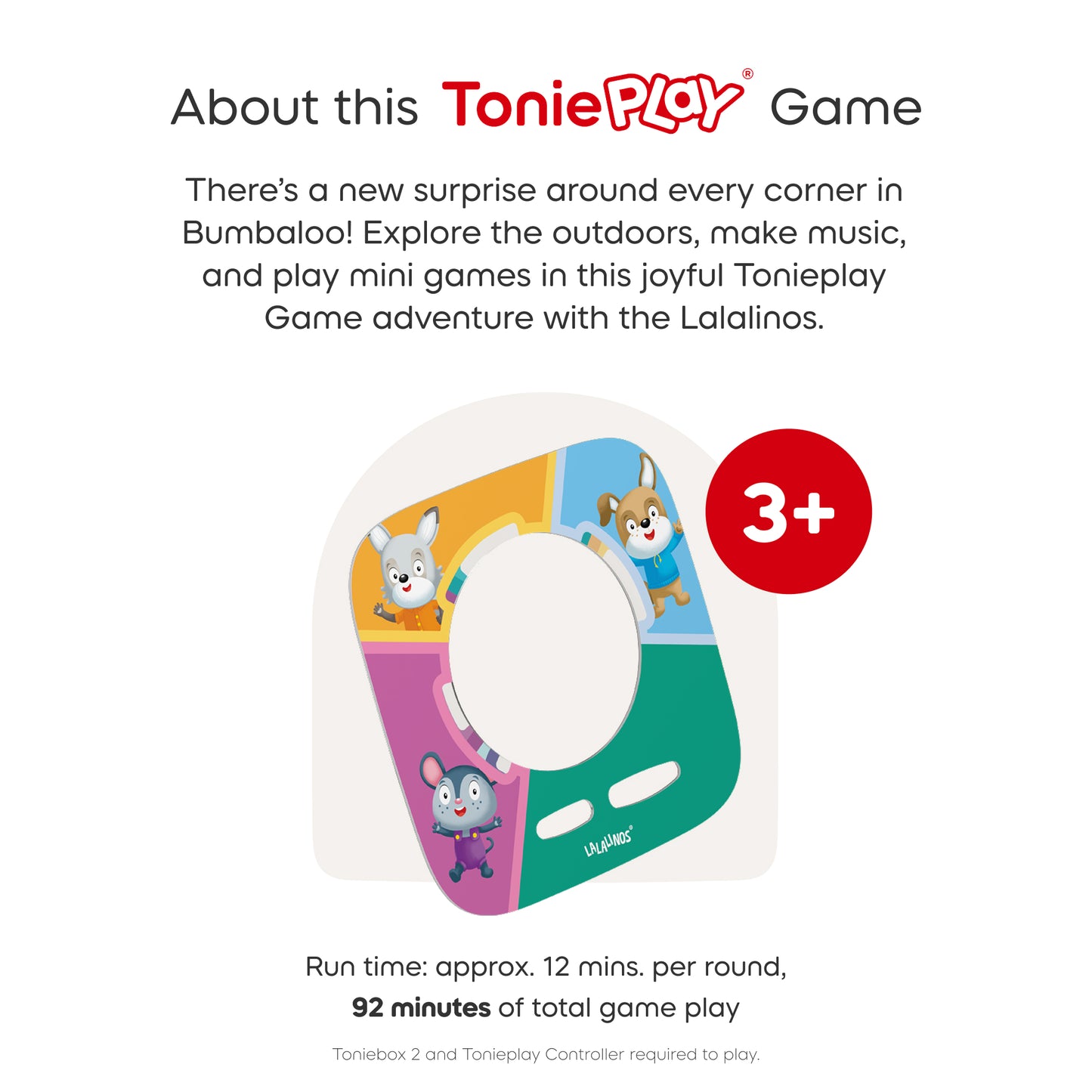 ToniePlay game packaging with cartoon characters and age recommendation on a white background