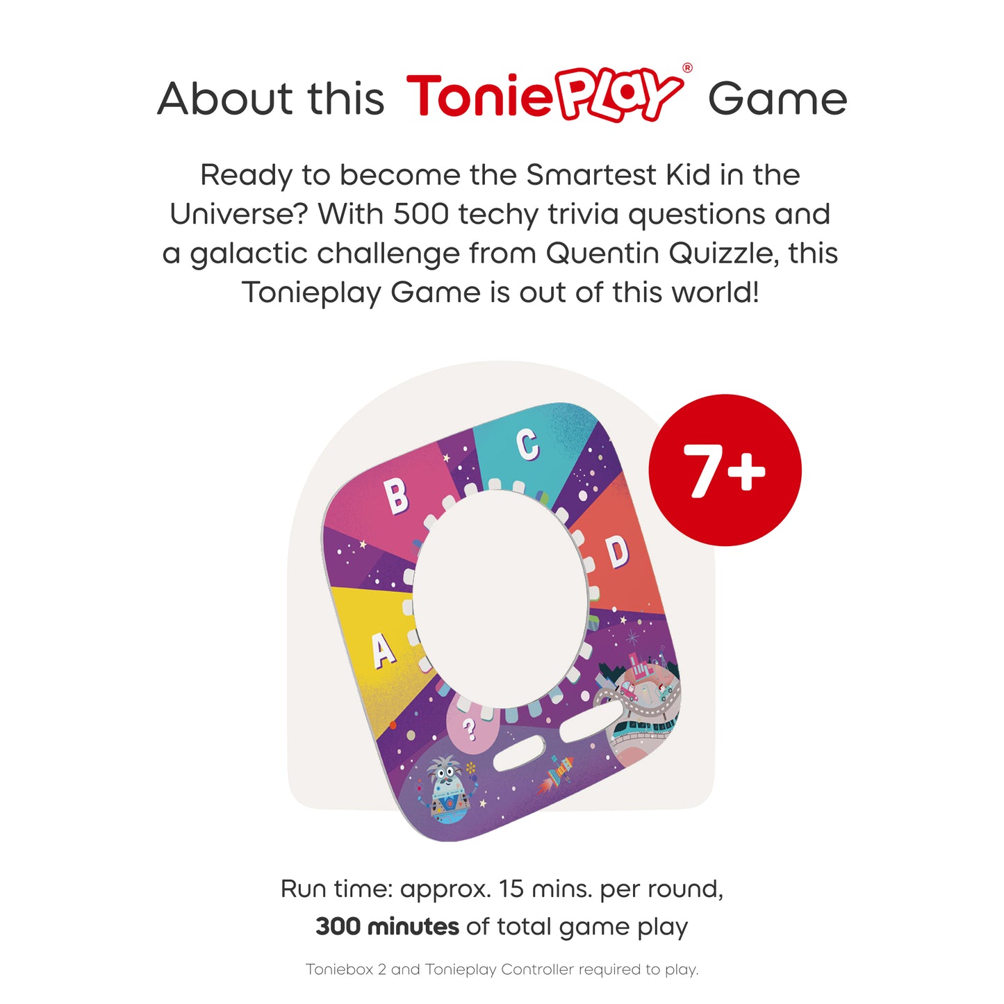 ToniePlay game packaging with colorful design and text about the product.
