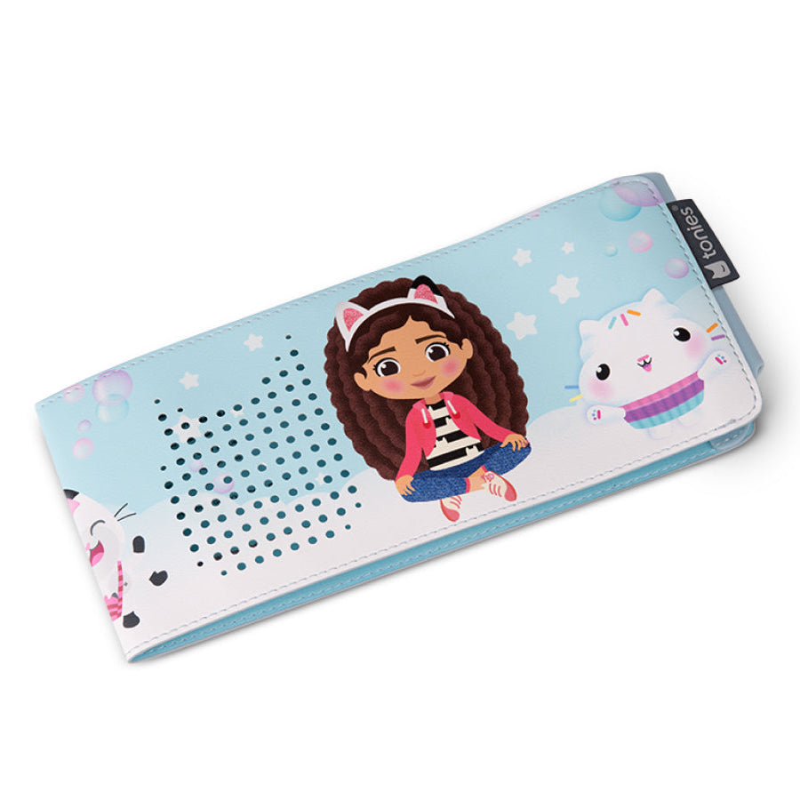 Children's pencil case with cartoon character and cat design on a light blue background