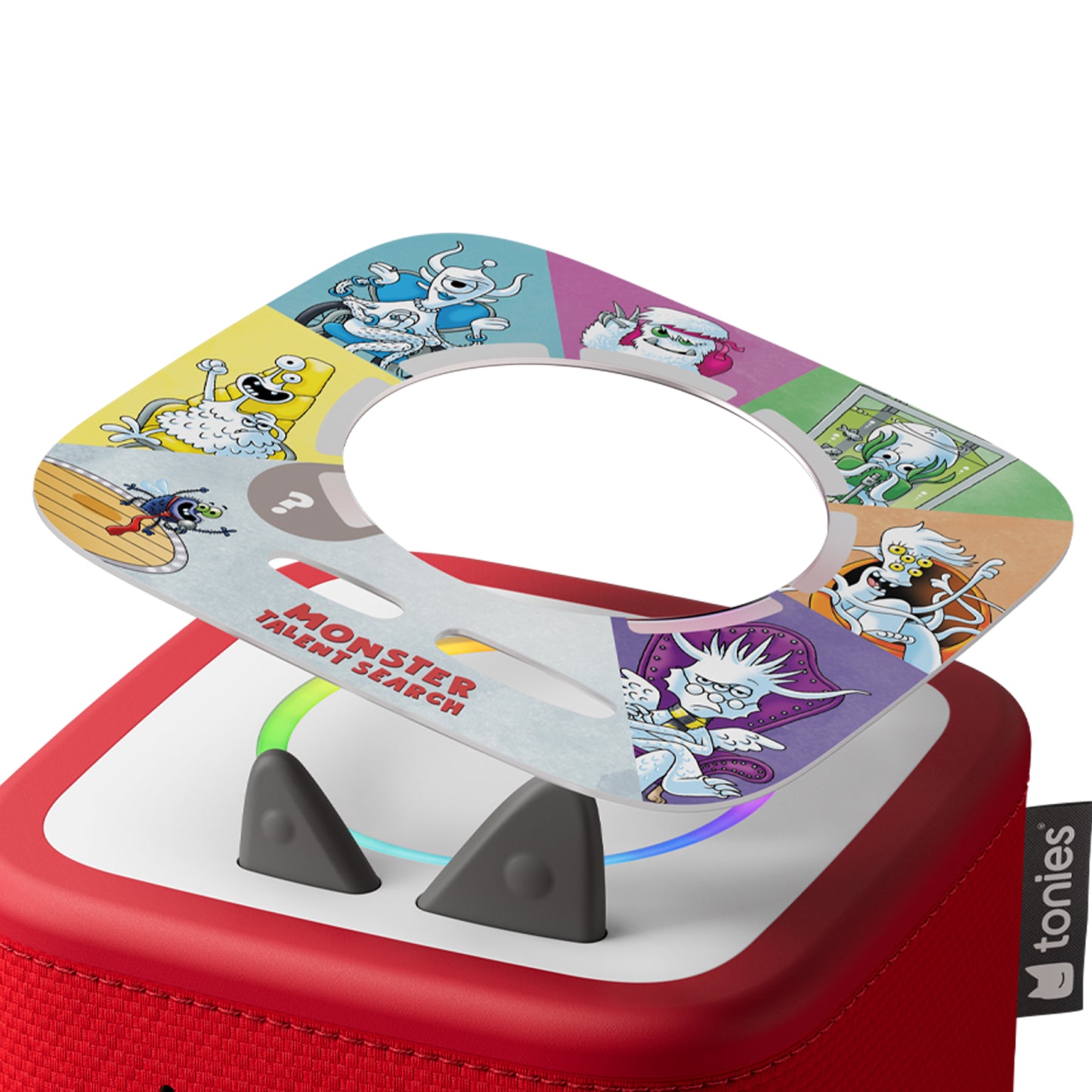 Toy with colorful design featuring cartoon characters on a white background