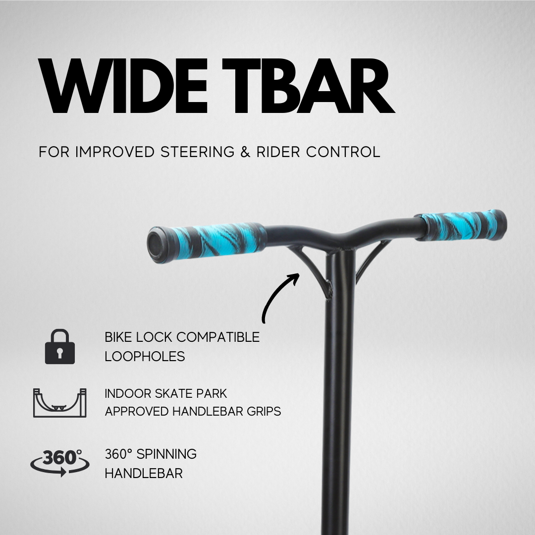 Wide TBar with features highlighted on a gray background