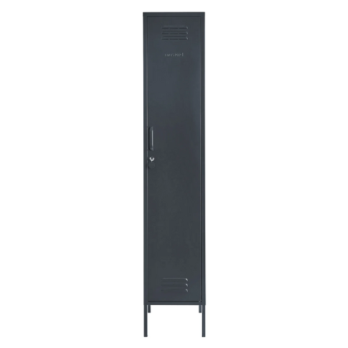 Black metal locker on a white background