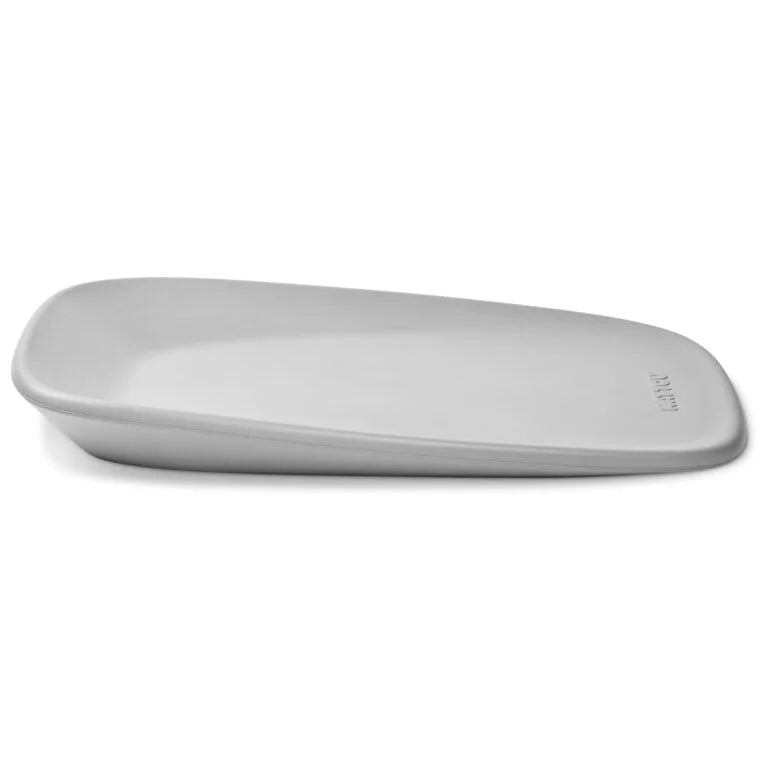Gray ceramic platter on a white background