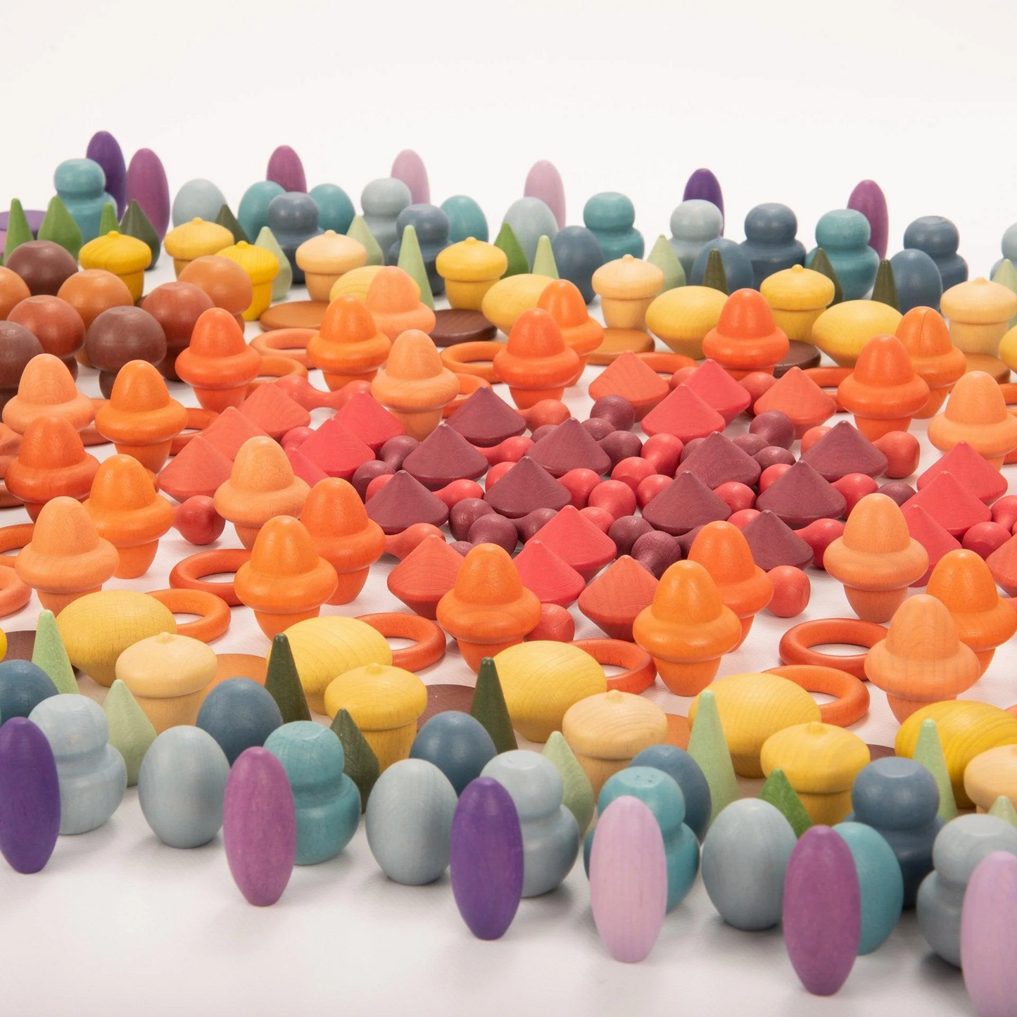 Colourful wooden loose parts