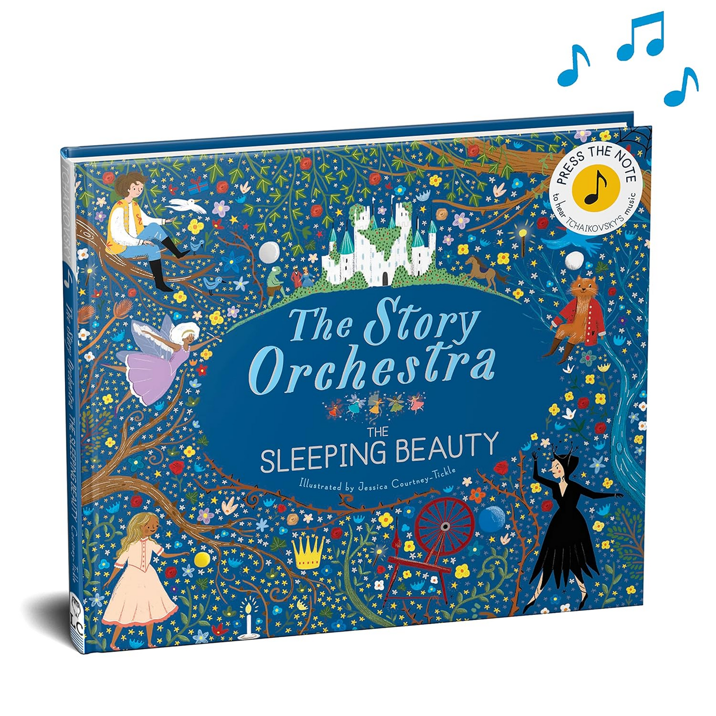 Book titled 'The Story Orchestra: The Sleeping Beauty' with musical notes on a white background