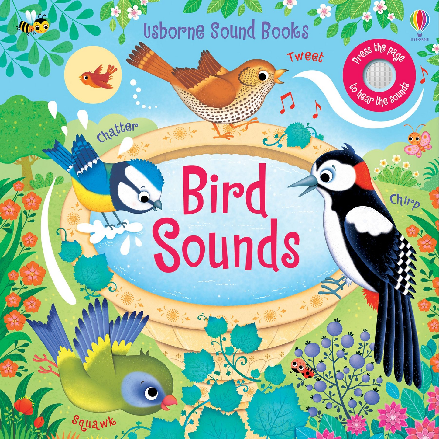 Book cover of 'Bird Sounds' with colorful birds and nature-themed design.