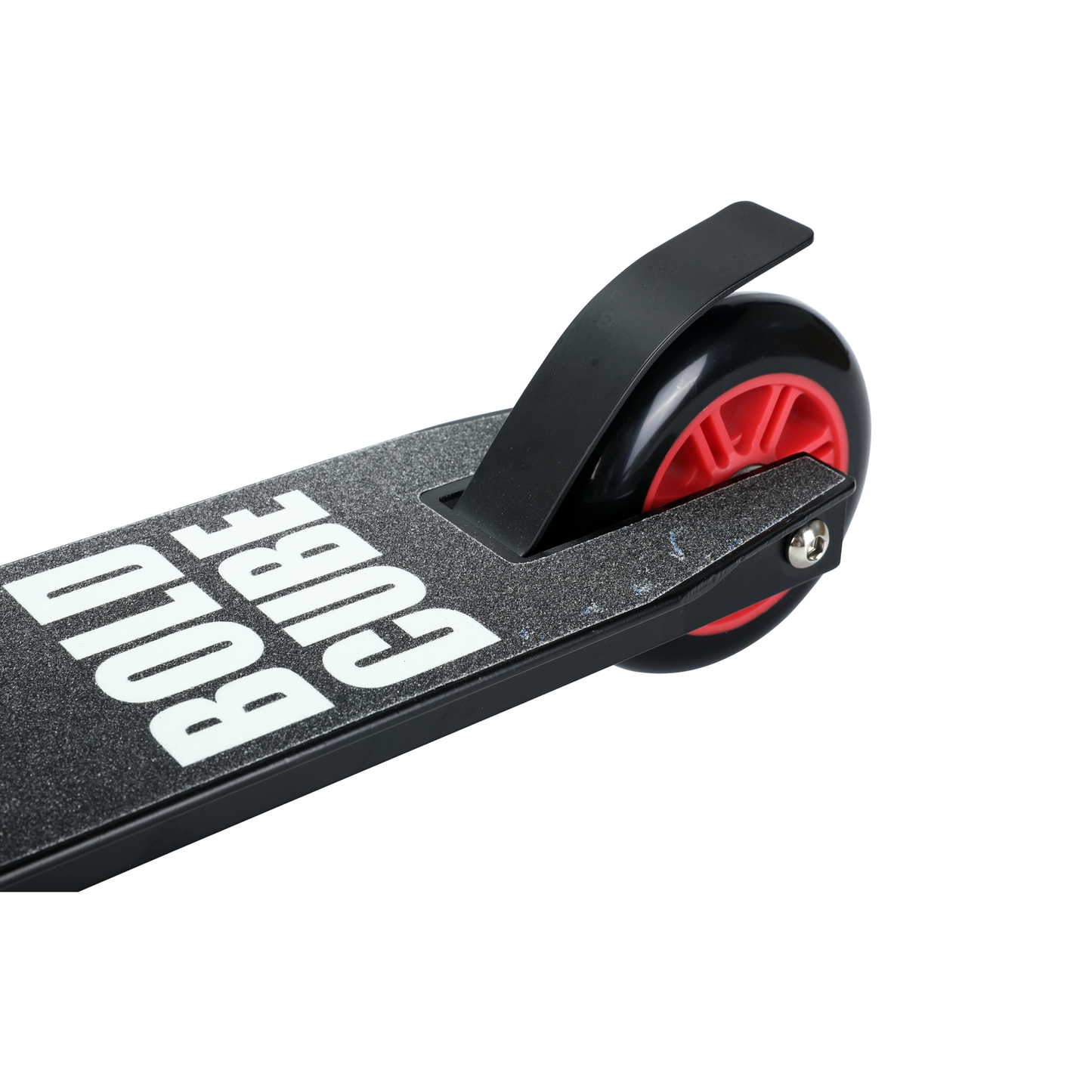 Close-up of a scooter with 'Cube Bold' branding on a white background