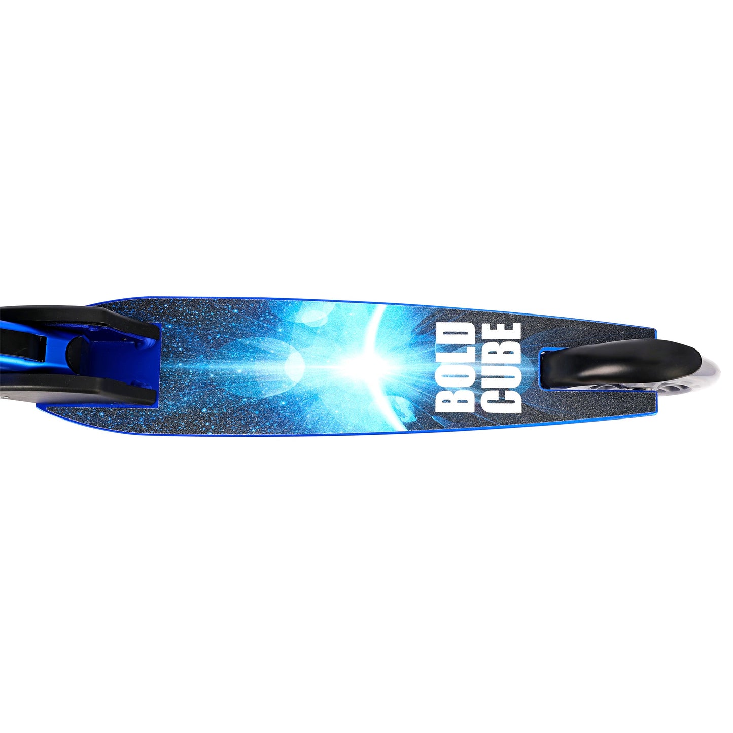 Blue and black scooter with 'Bolt Cube' branding on a white background