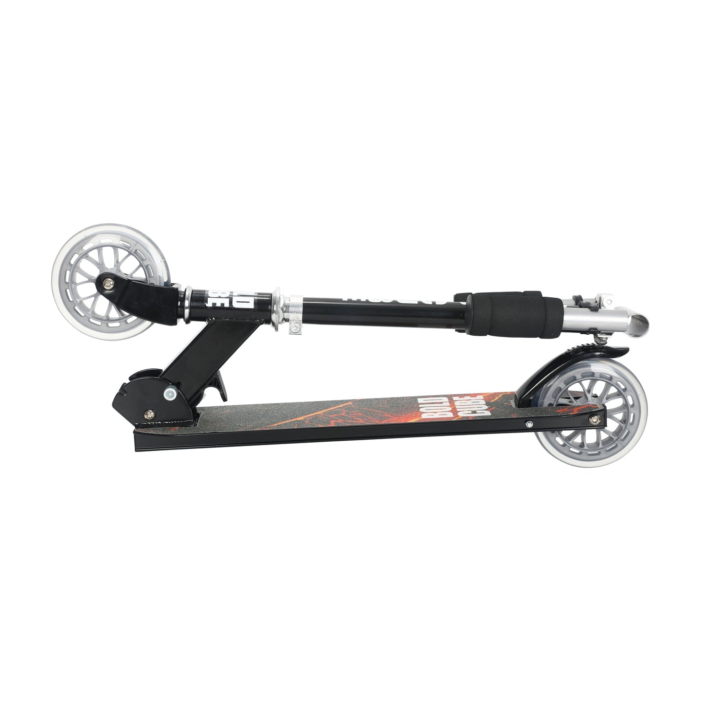 Black scooter with large wheels on a white background