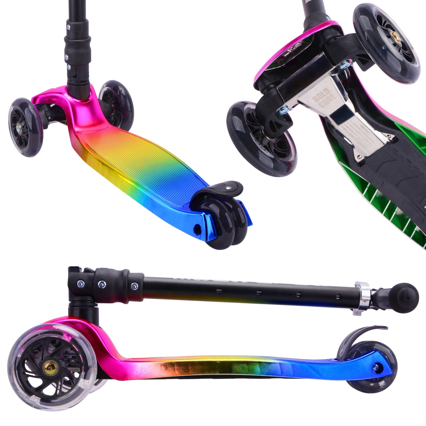 Colorful scooter with rainbow gradient on a white background