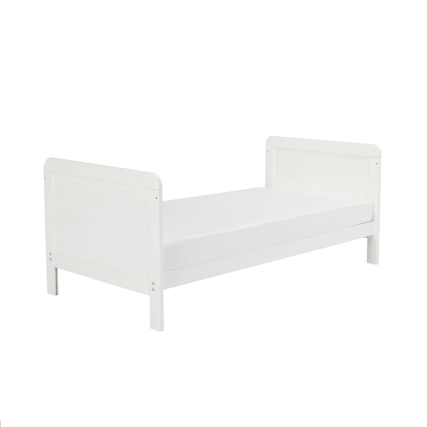 White children's oddler bed on a white background