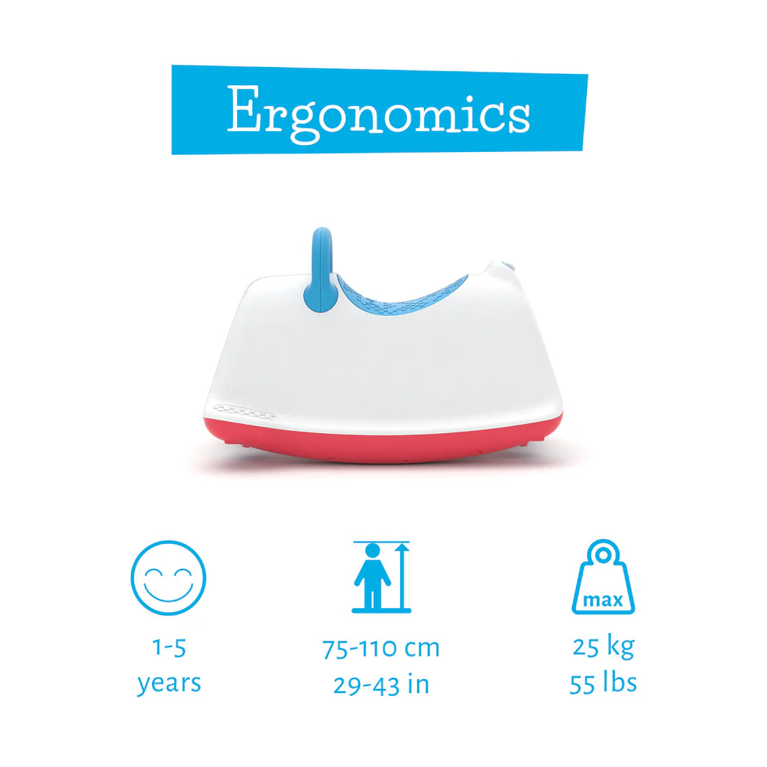 Children's product with ergonomic design features on a white background