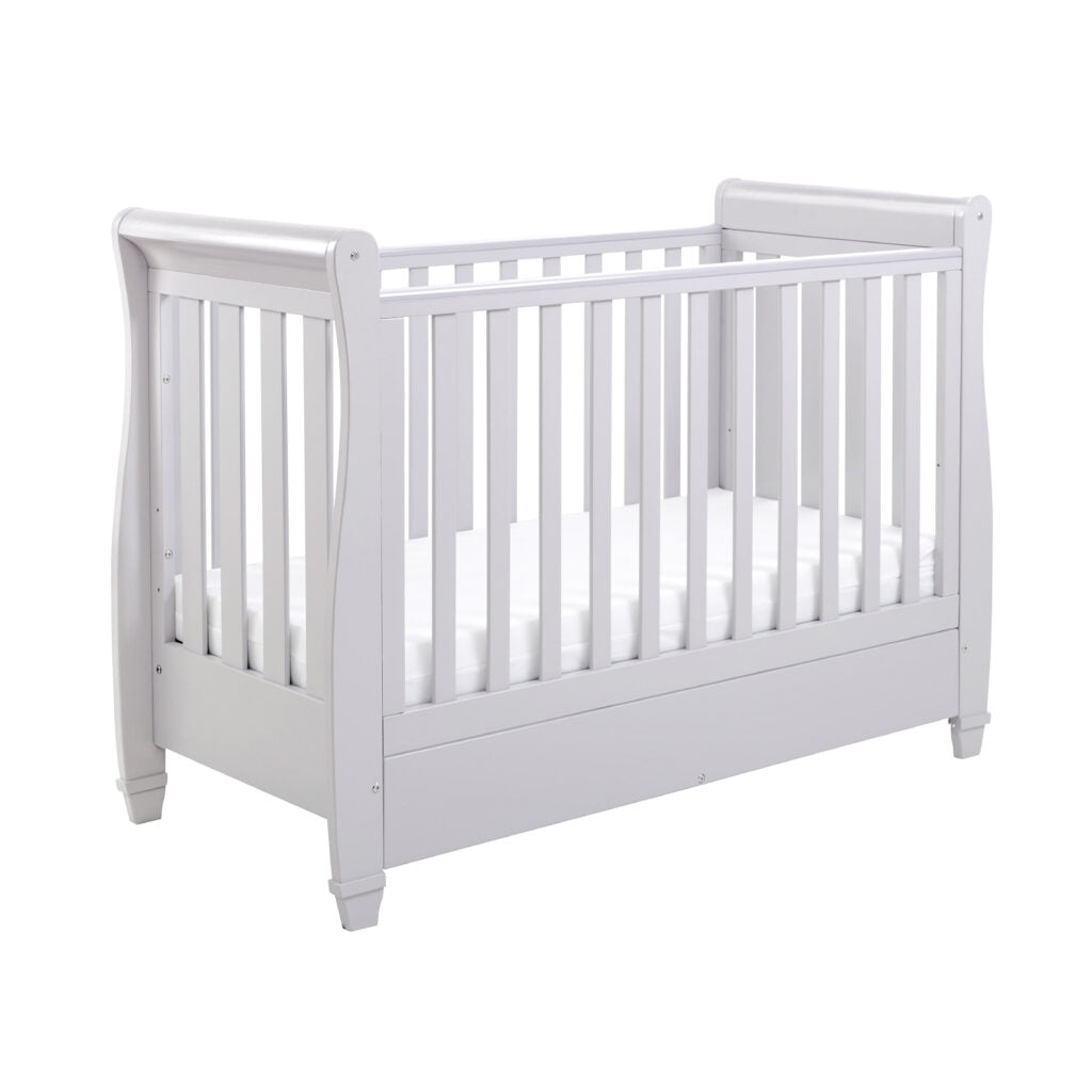 White crib on a white background
