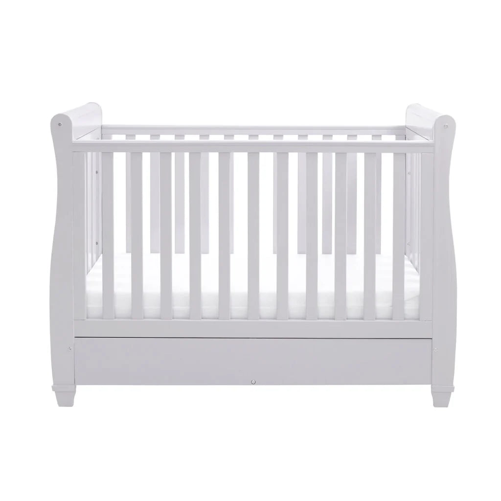 White crib on a white background