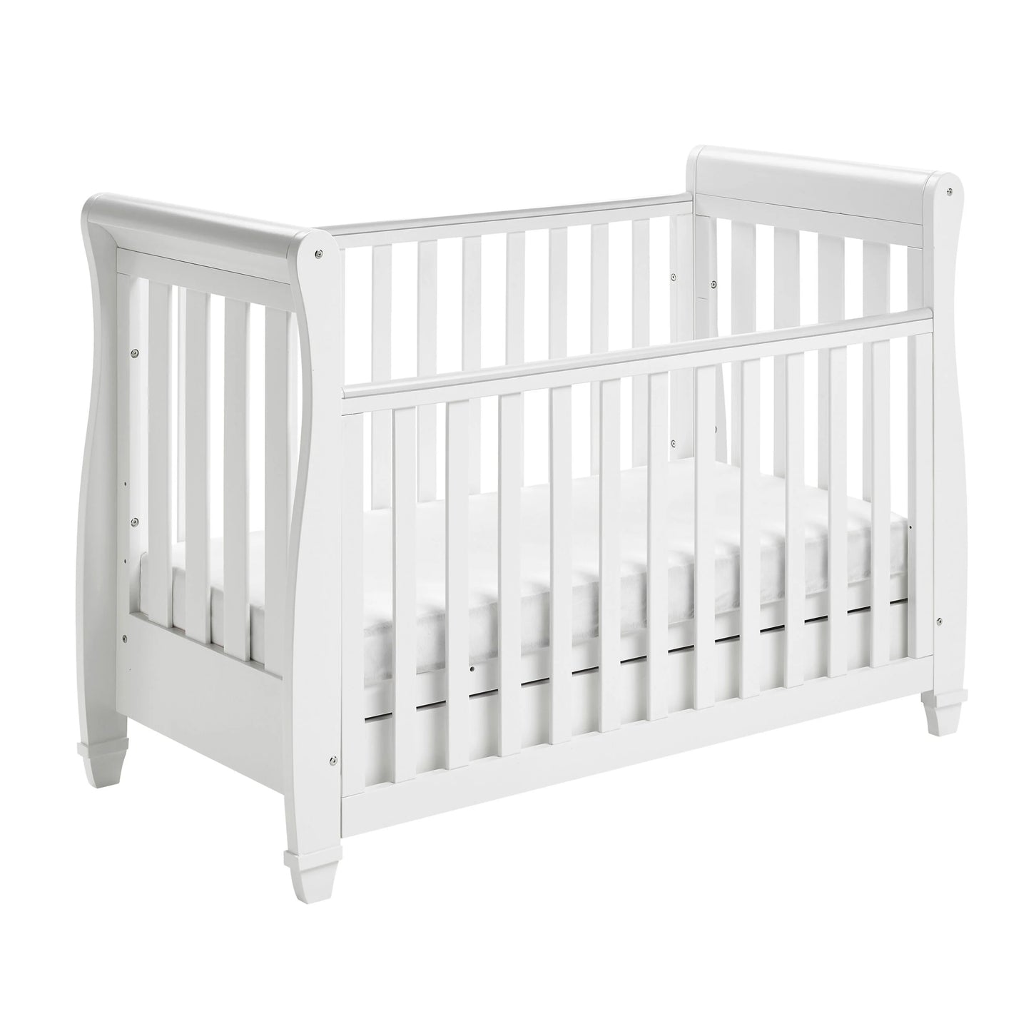 White crib on a white background