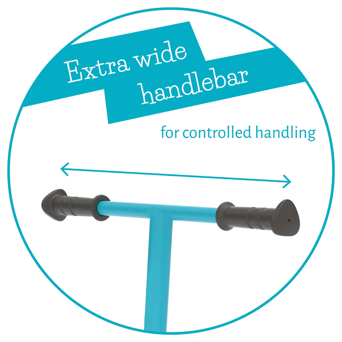 Extra wide handlebar with text on a white background