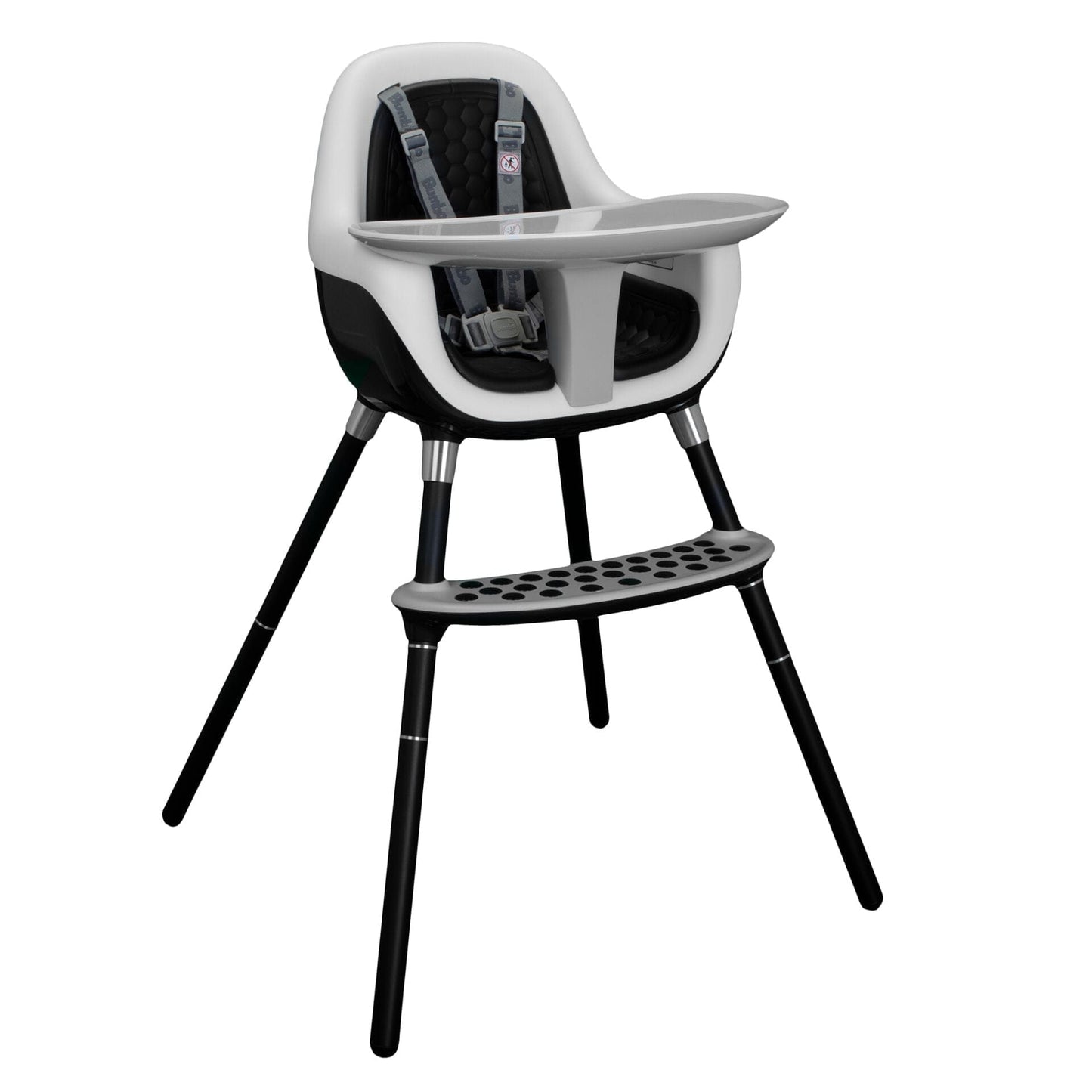 Black and white high chair on a white background