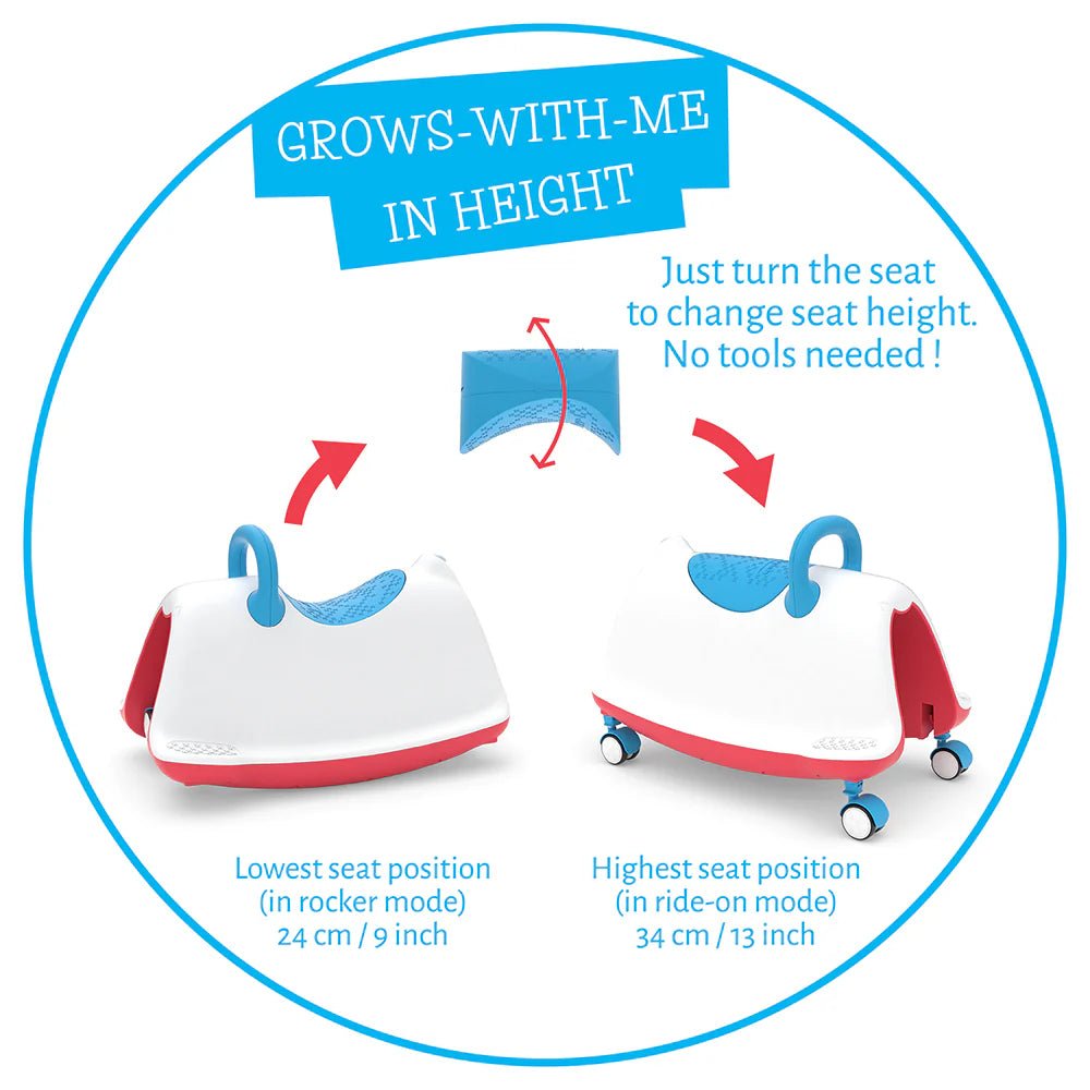 Illustration of a children's seat with height adjustment feature on a white background