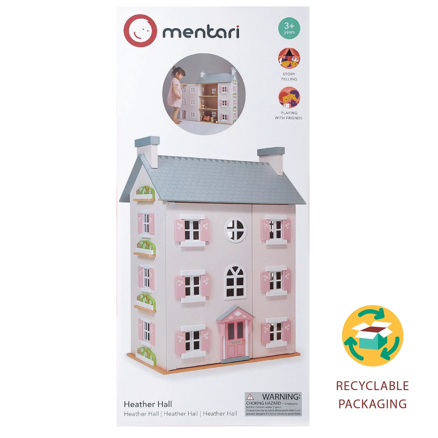 Toy house packaging with 'mentari' branding on a white background