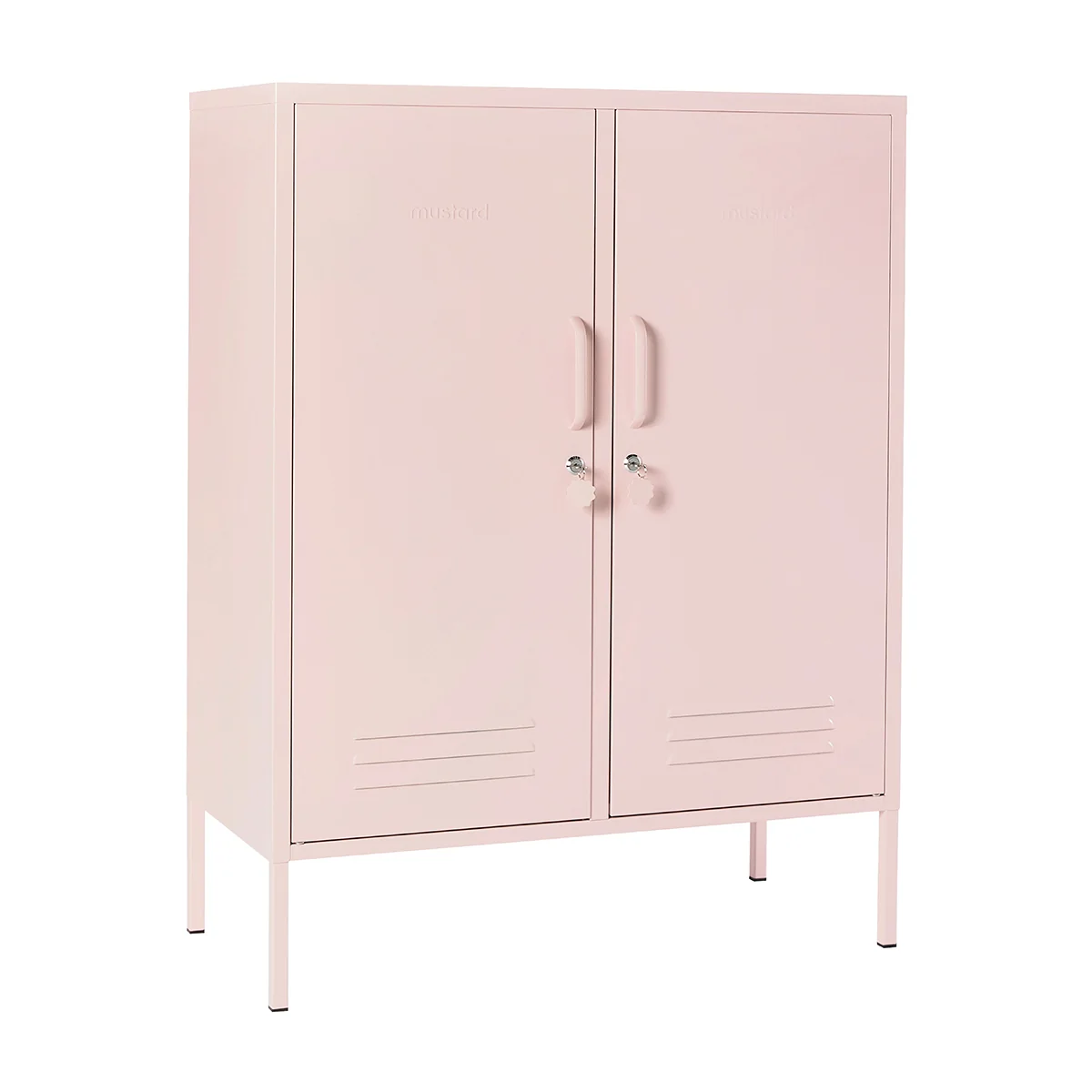 Pink metal cabinet on a white background