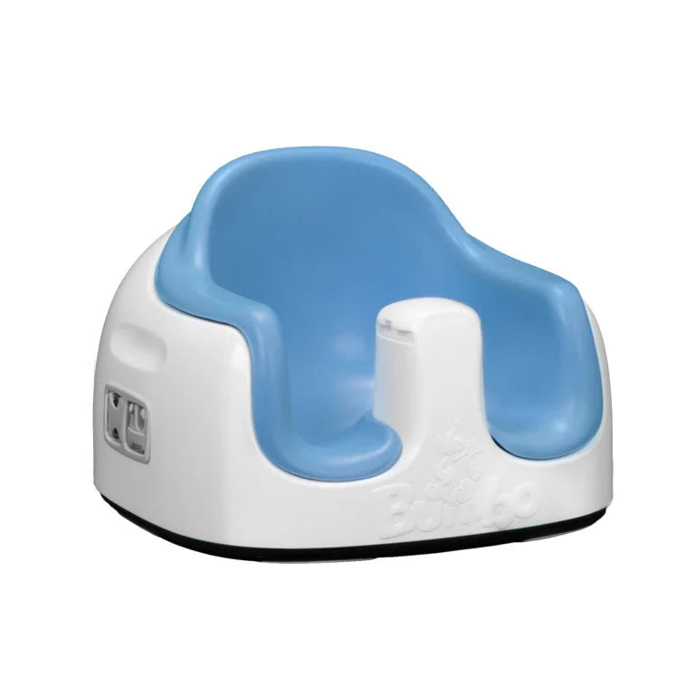 Blue and white potty chair on a white background
