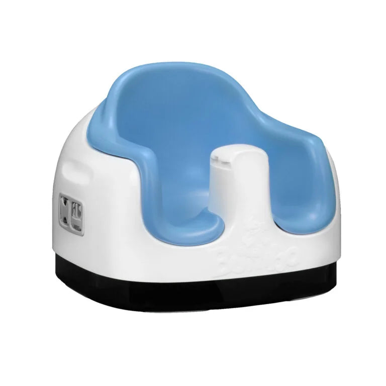 White and blue children's potty chair on a white background