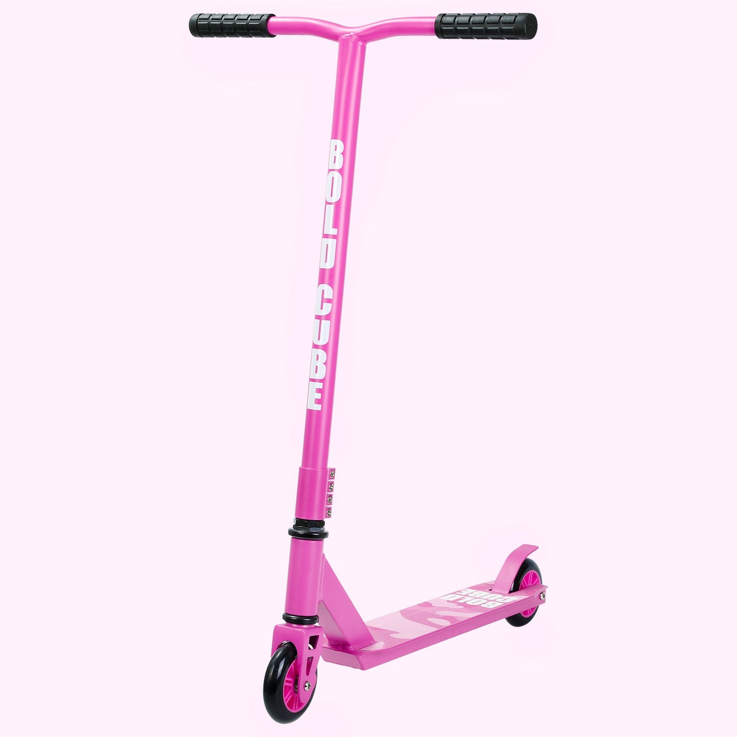 Pink scooter with 'Bullitt' branding on a white background