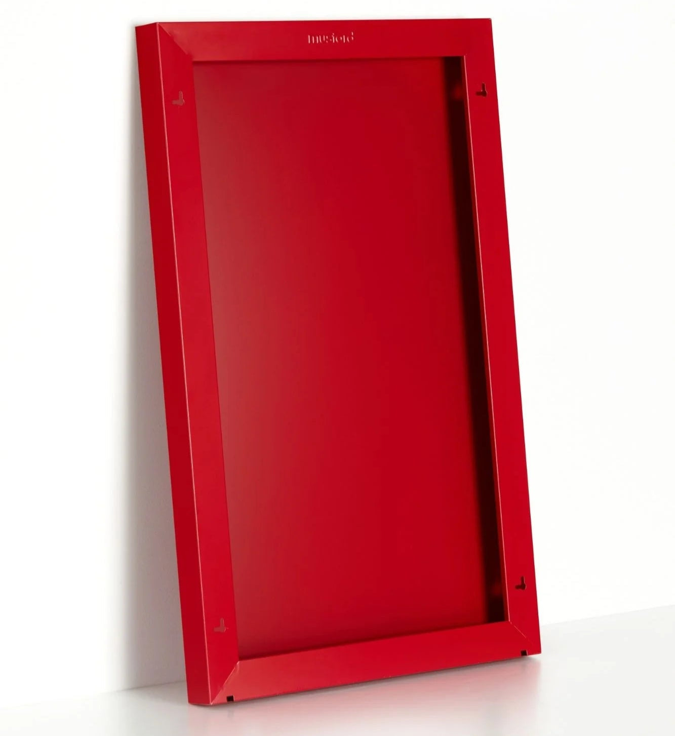 Red rectangular frame on a white background