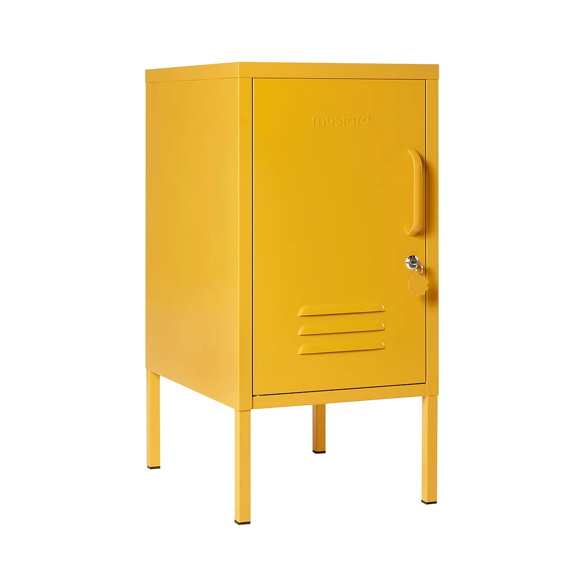 Yellow metal locker on a white background