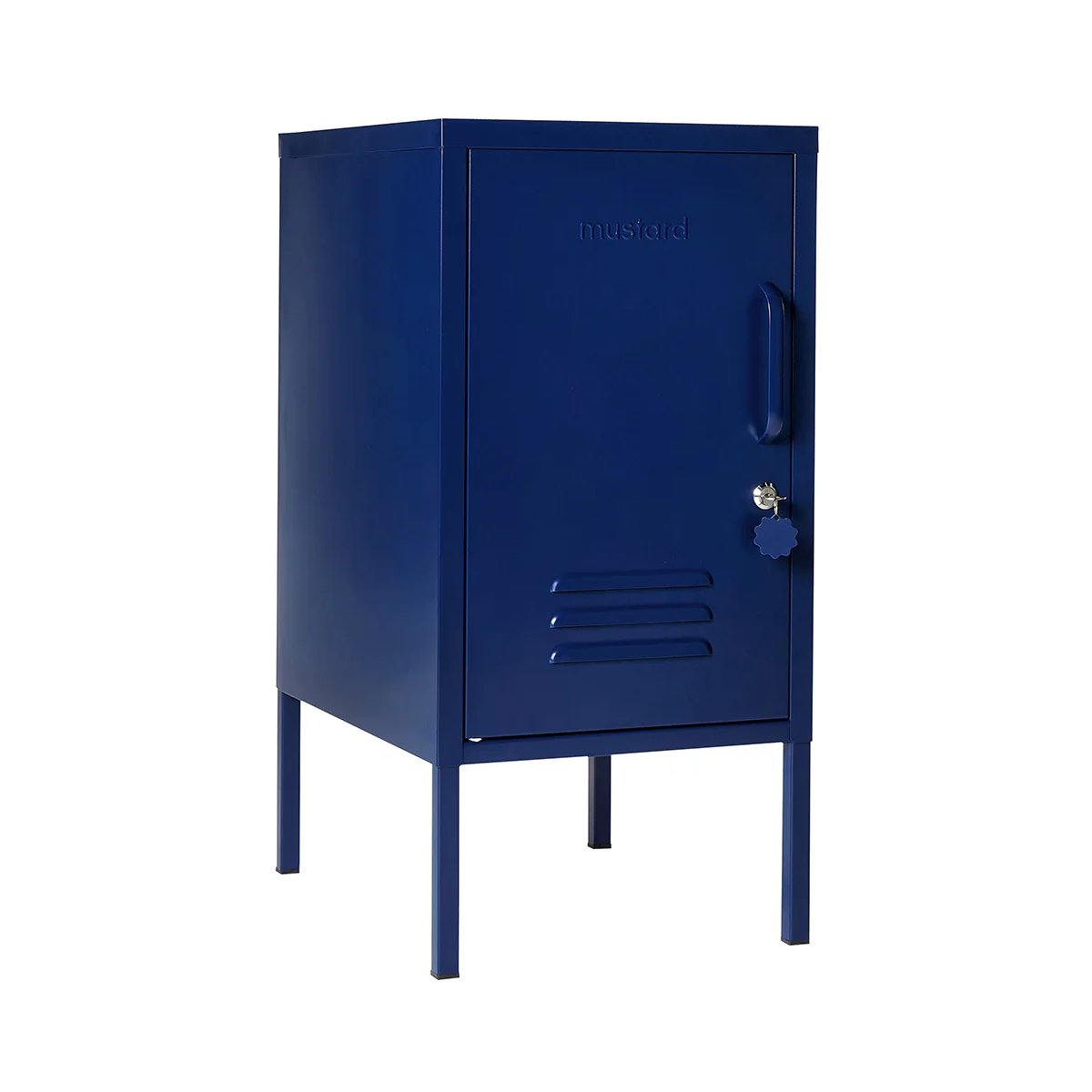 Blue metal locker on a white background