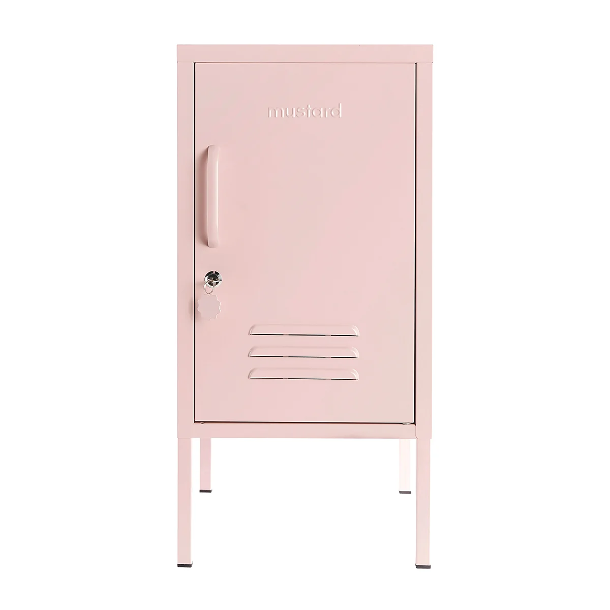 Pink metal locker on a white background