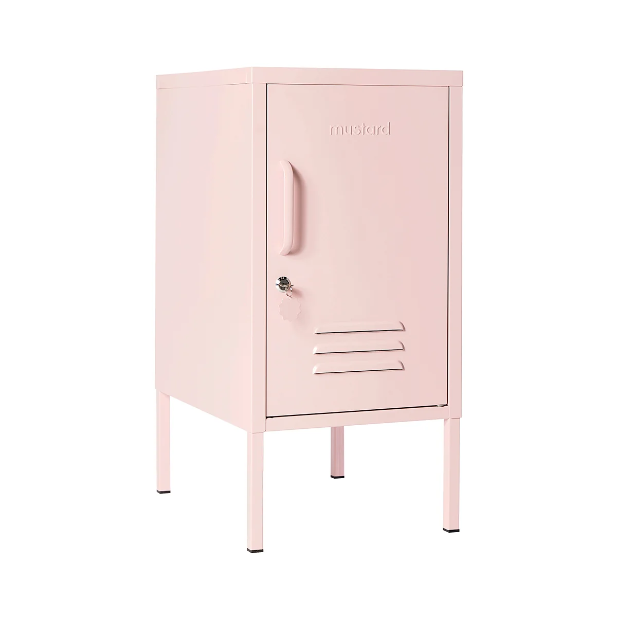 Pink metal locker on a white background