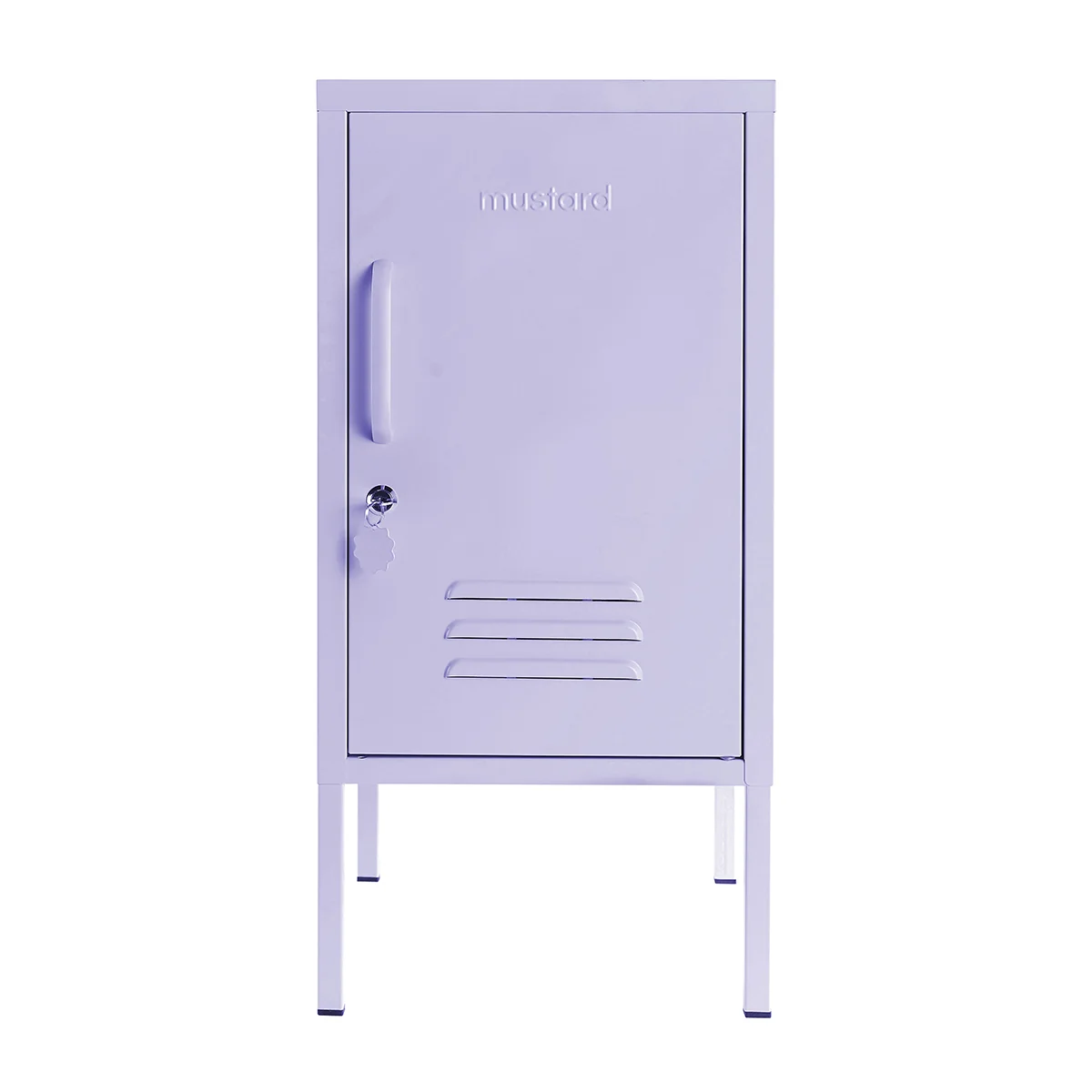 Purple locker with a visible brand name on a white background