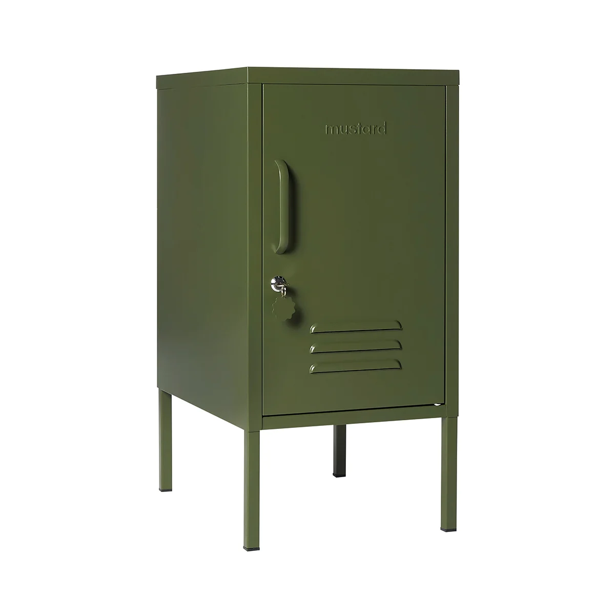 Green metal locker on a white background