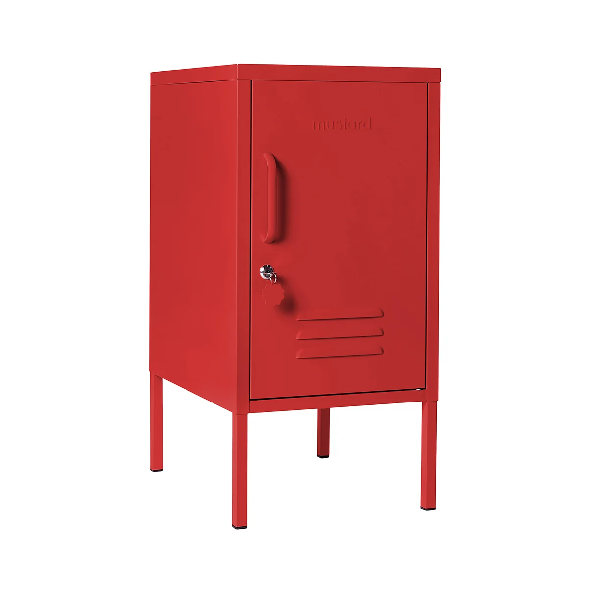 Red metal locker on a white background