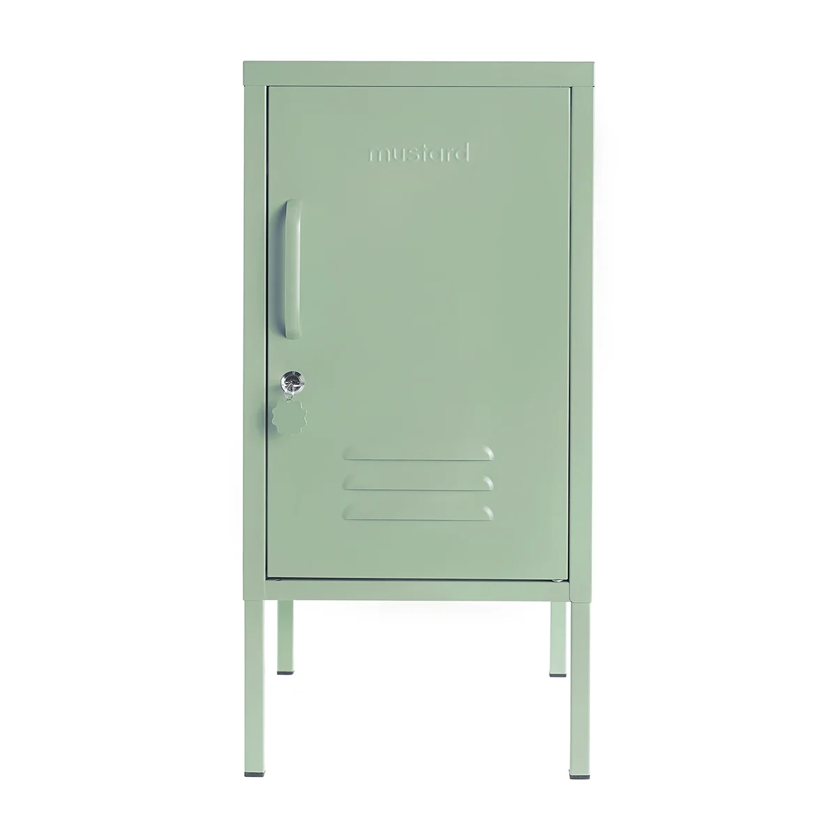 Green metal locker on a white background