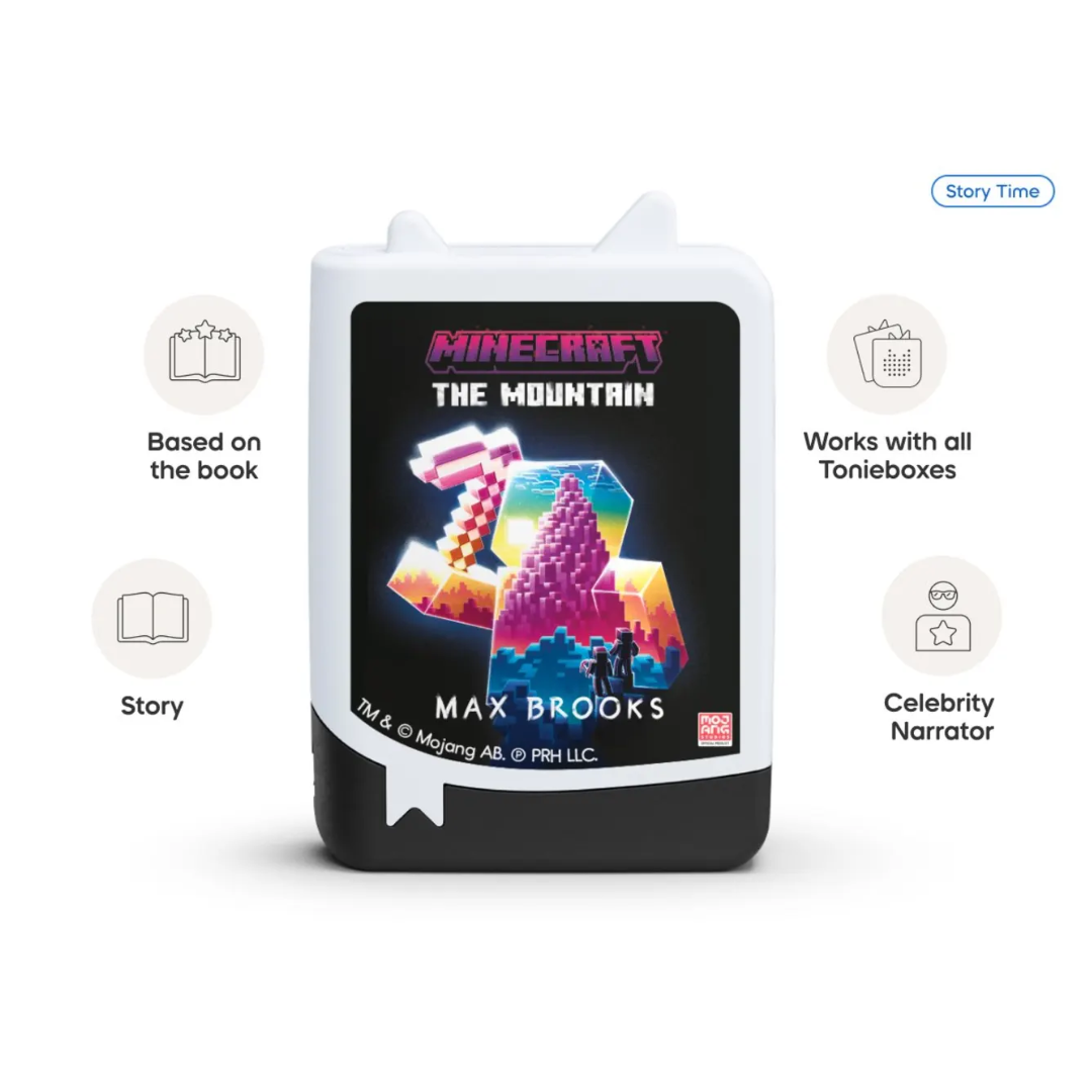 Minecraft-themed audio book packaging with colorful design on a white background