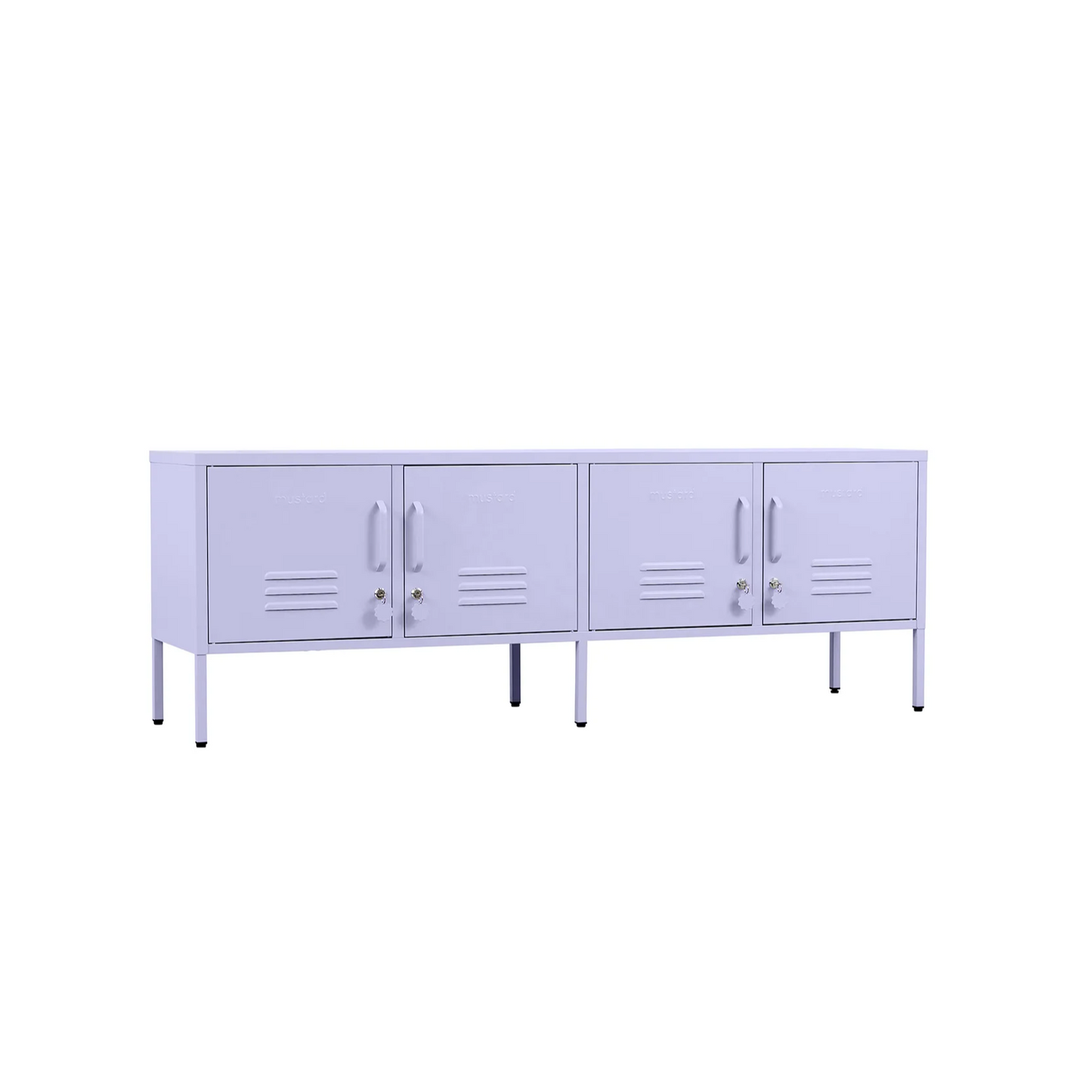 Purple locker-style cabinet on a white background