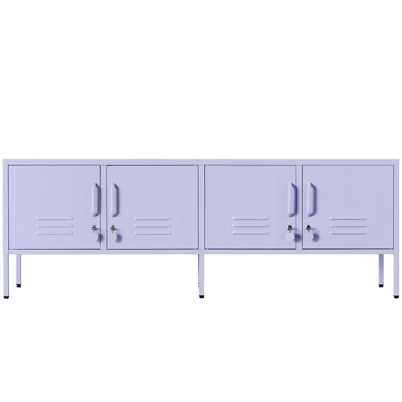 Purple locker-style cabinet on a white background