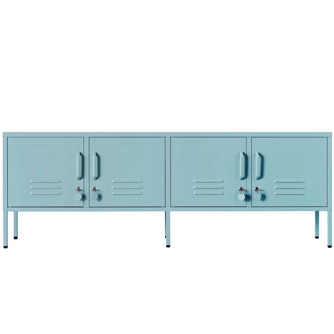 Light blue locker-style cabinet on a white background