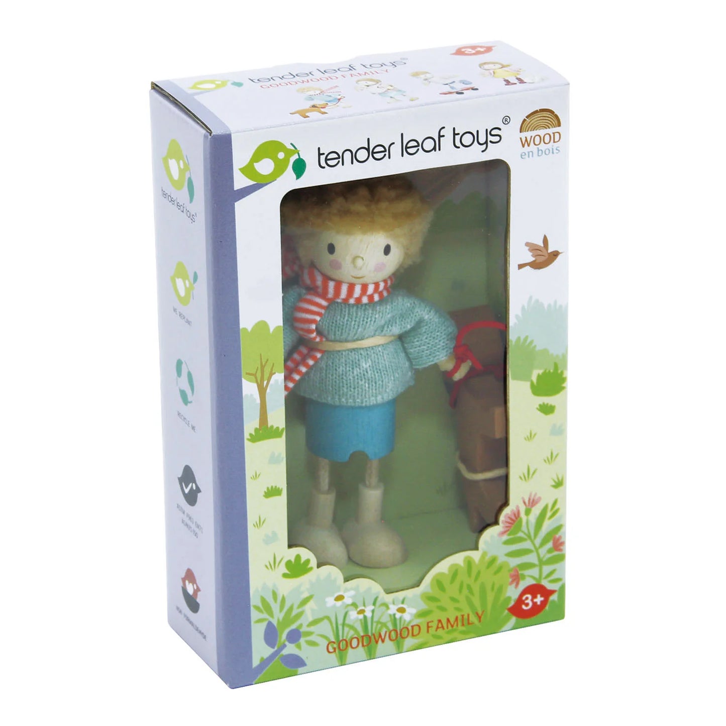 Tender Leaf Toys doll packaging with a child-like figure on a white background