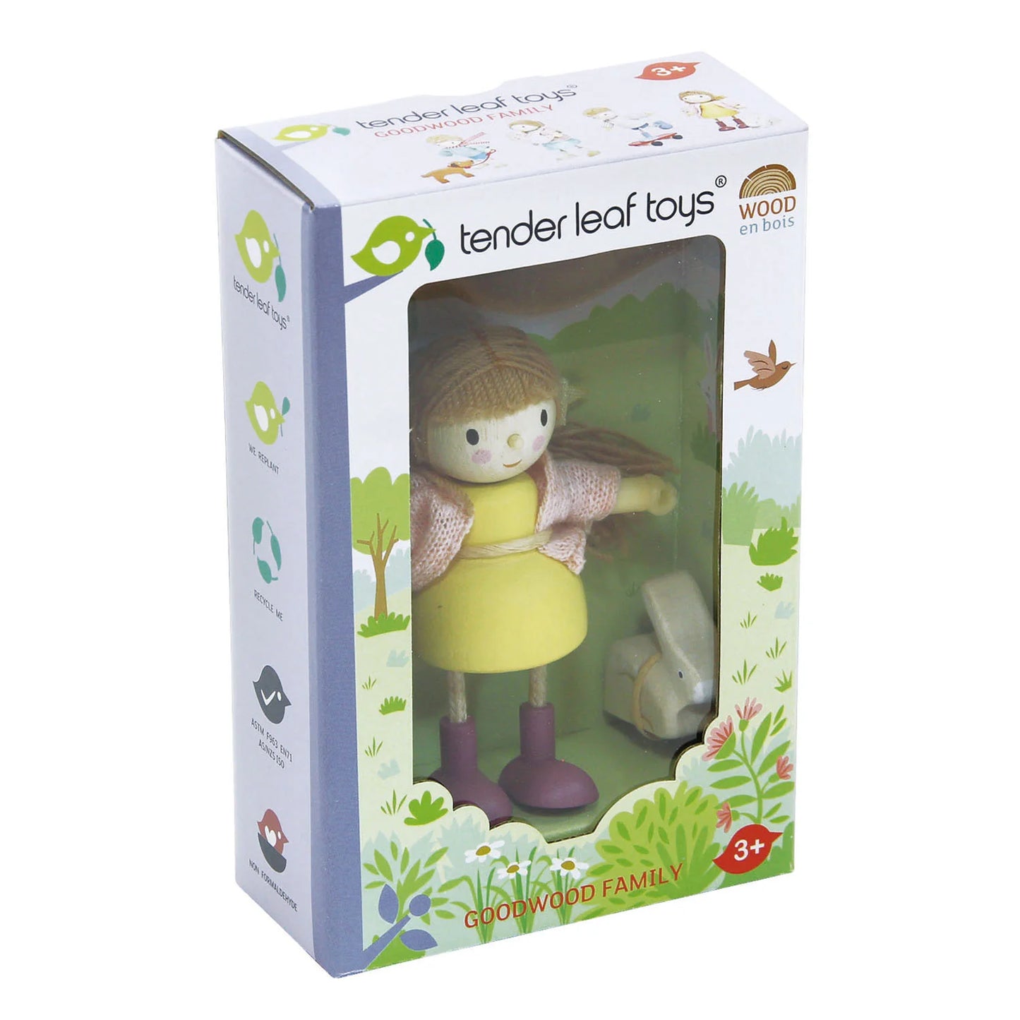 Tender Leaf Toys doll packaging with a doll inside on a white background