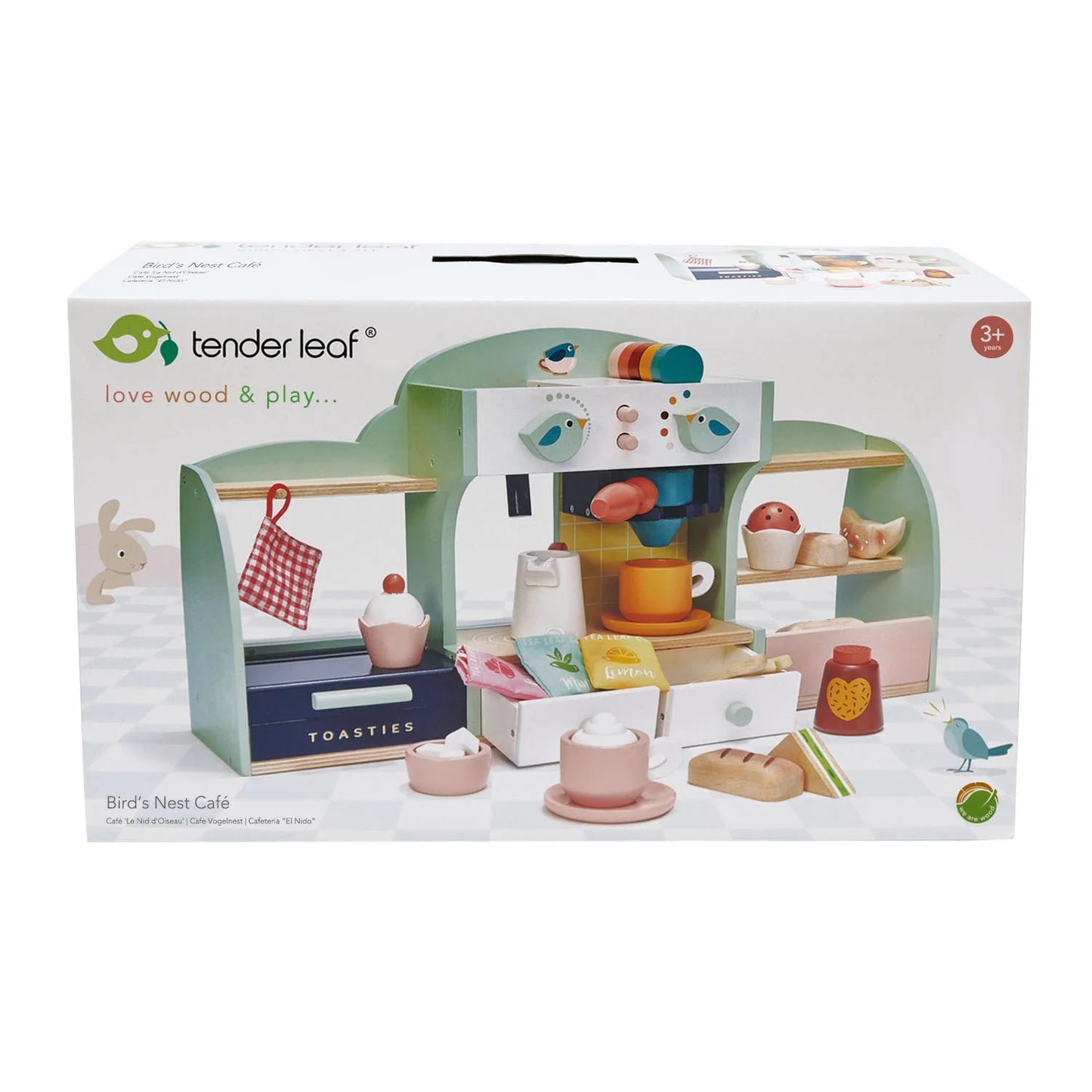Tender Leaf Toys Bird's Nest Cafe toy set packaging on a white background