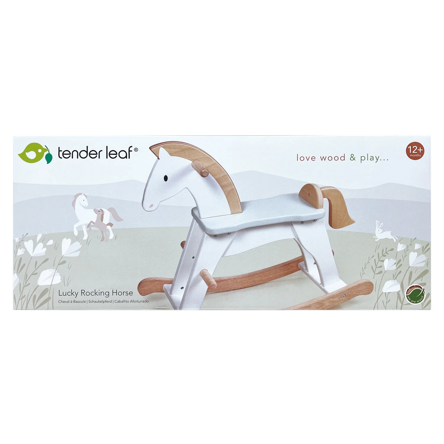 Tender Leaf Lucky Rocking Horse packaging with a white background