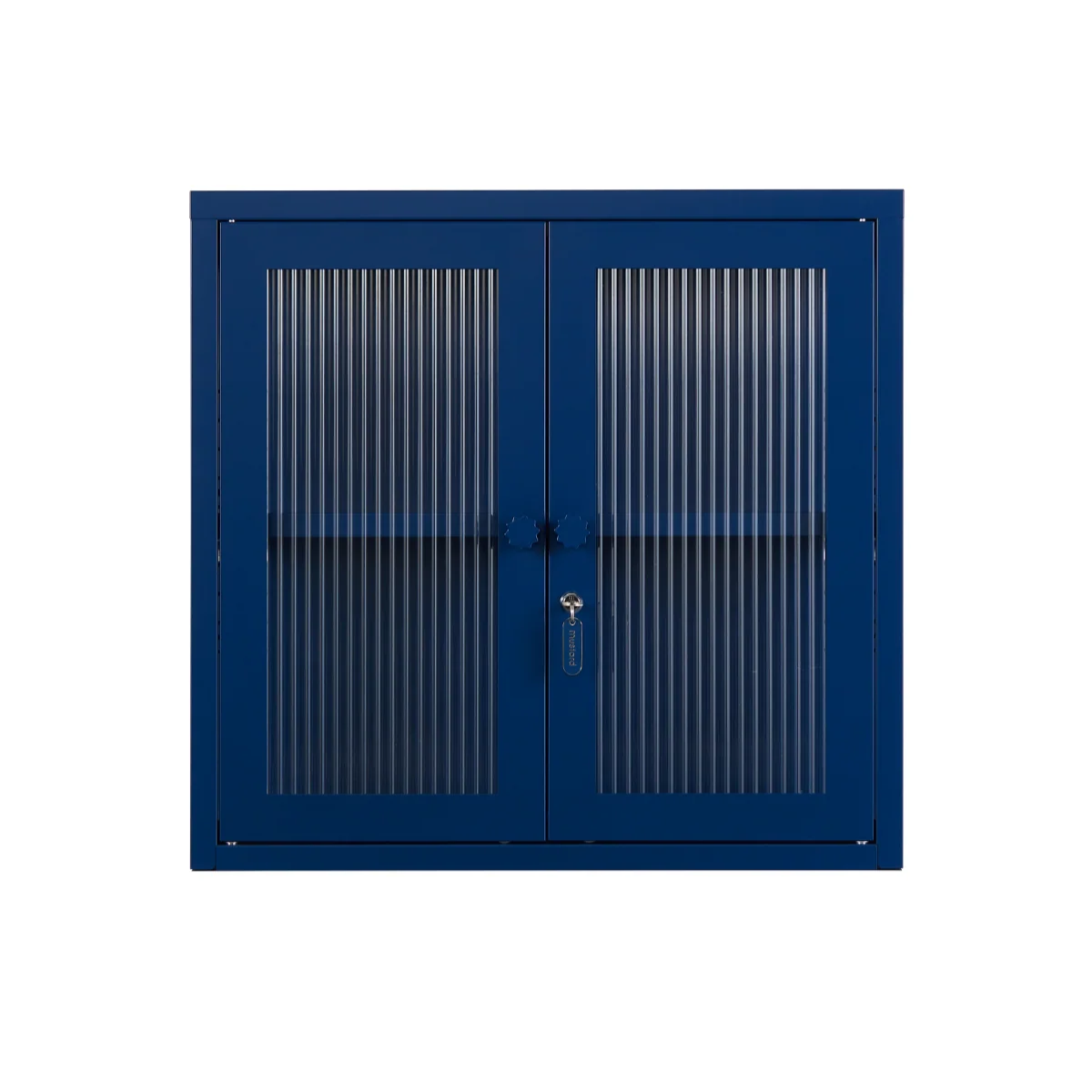 Navy Blue glass cabinet on a white background