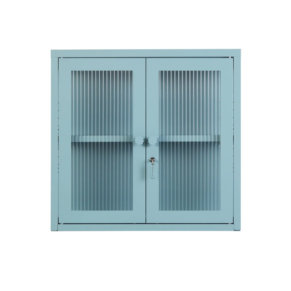 Ocean blue cabinet on wall