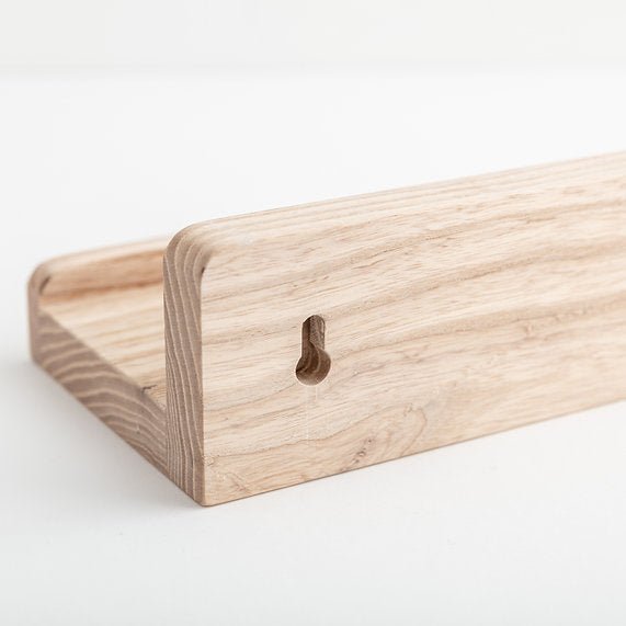 Wooden tray with a hook on a white background