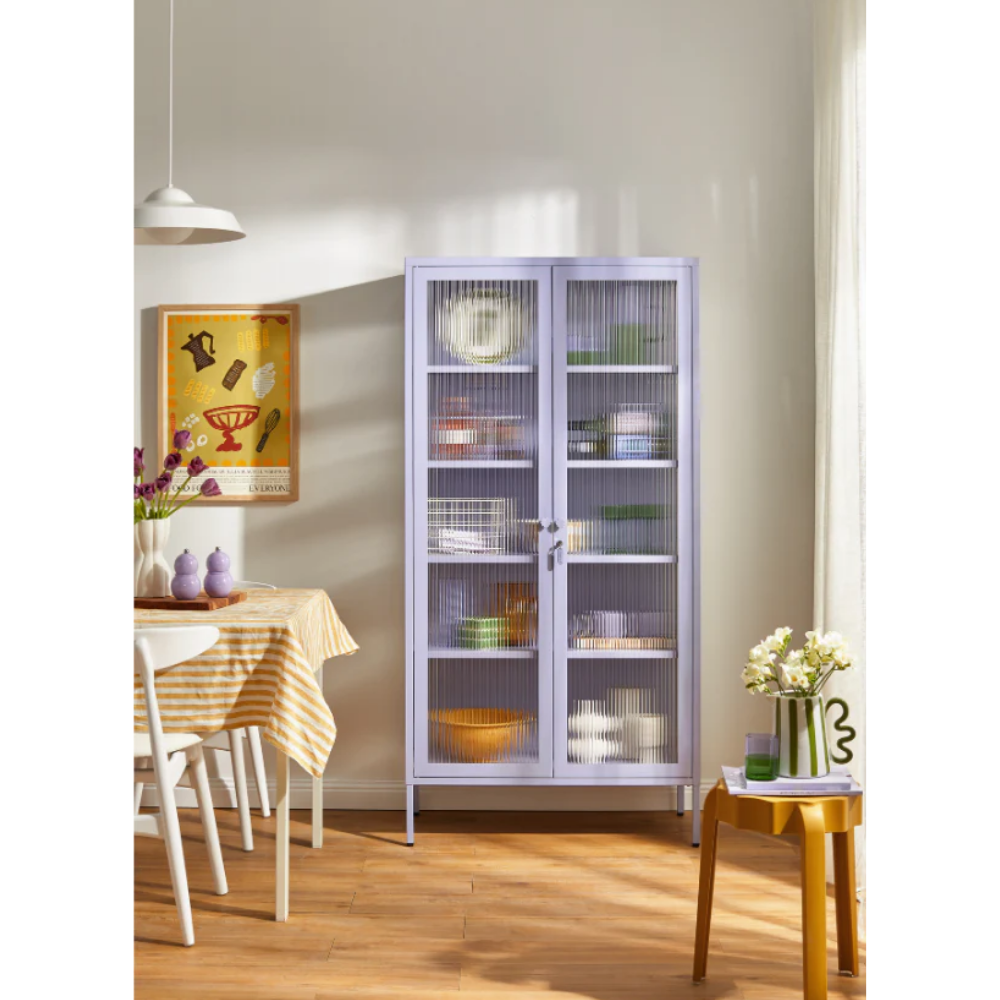 Lilac cabinet in a dining room setting