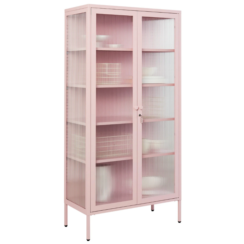 Pink glass cabinet